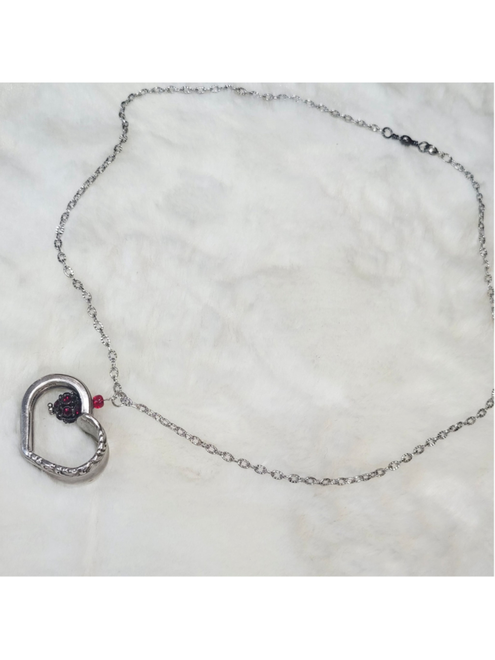 Heart Pendant Necklace Handmade Spoon handle Pendant W/bead
